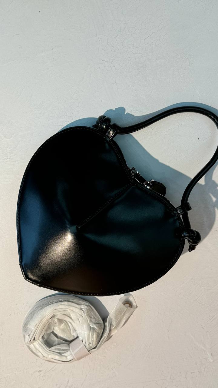 Mini Leather and Suede Handbag “Heart Chic”
