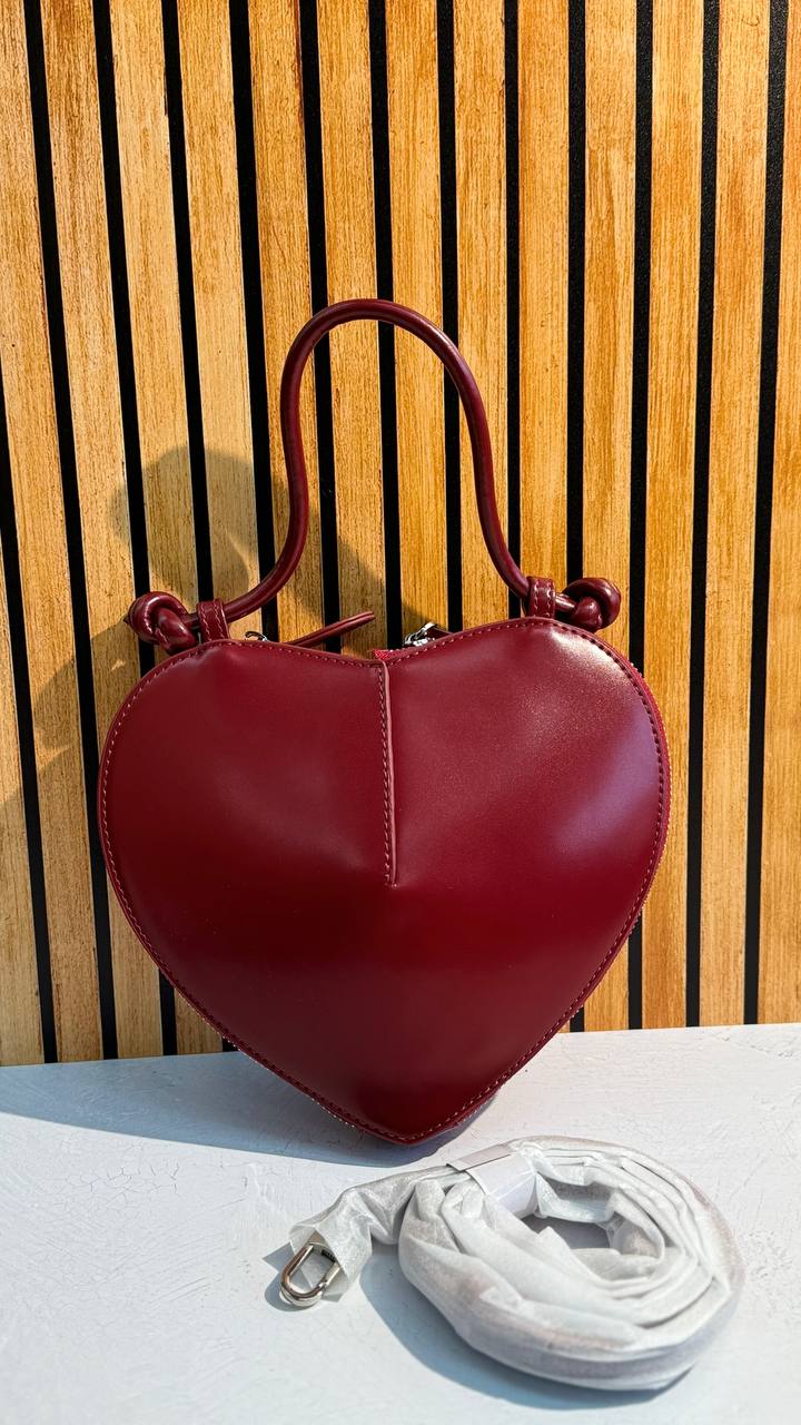 Mini Leather and Suede Handbag “Heart Chic”