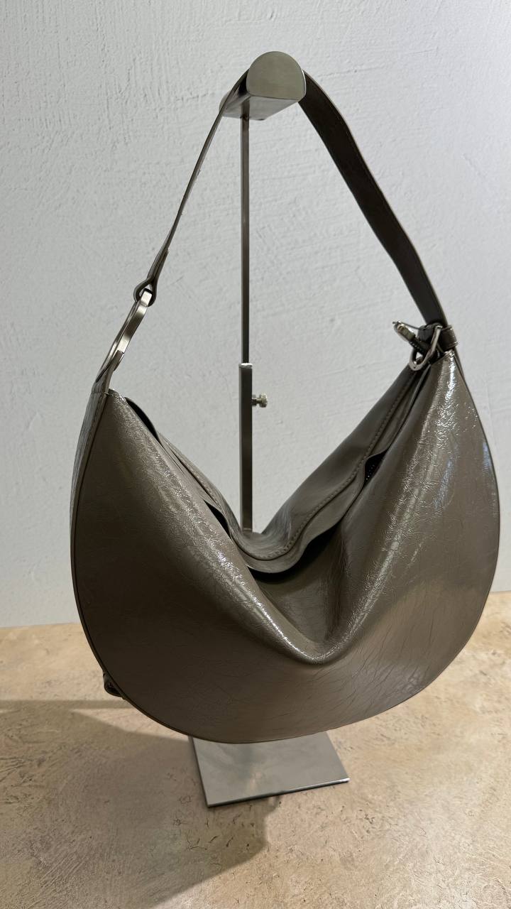“Luna — Elegant Leather Bag in Gray Shade”