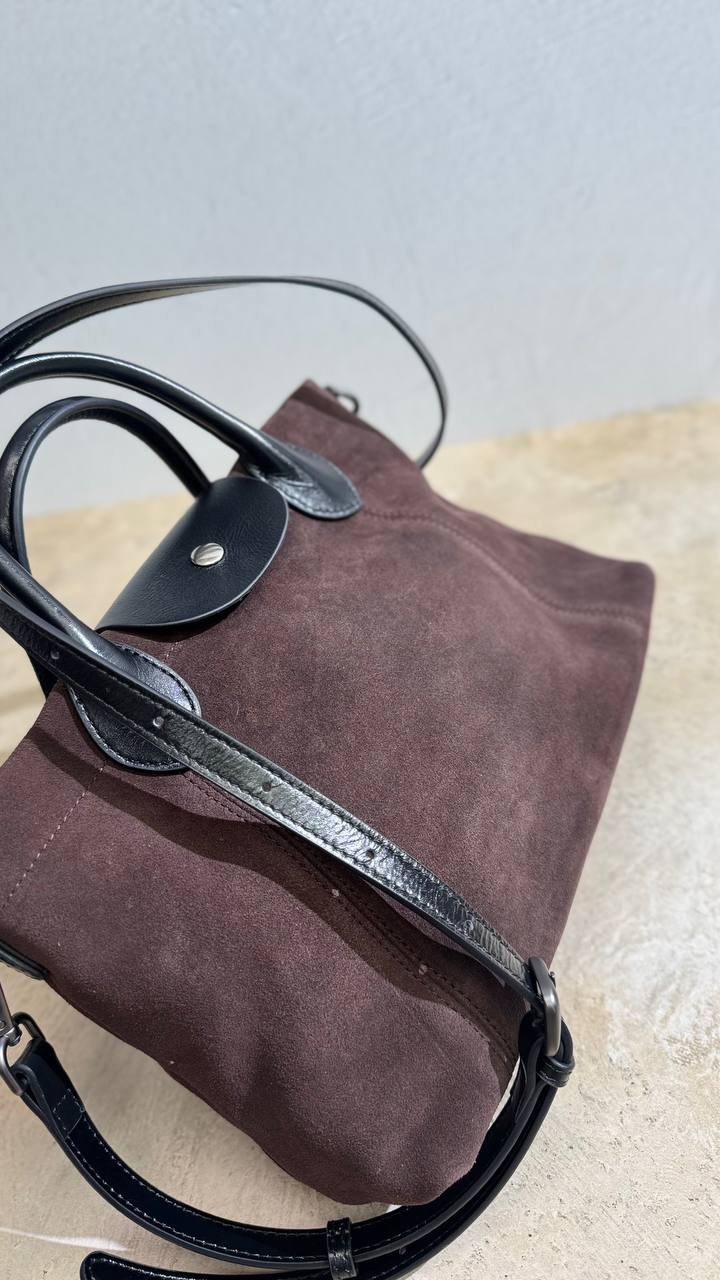 Elegant Nubuck and Genuine Leather Handbag