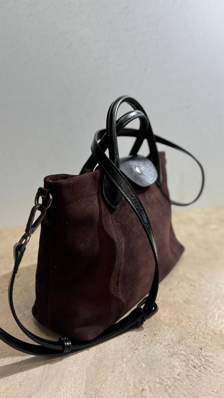 Elegant Nubuck and Genuine Leather Handbag