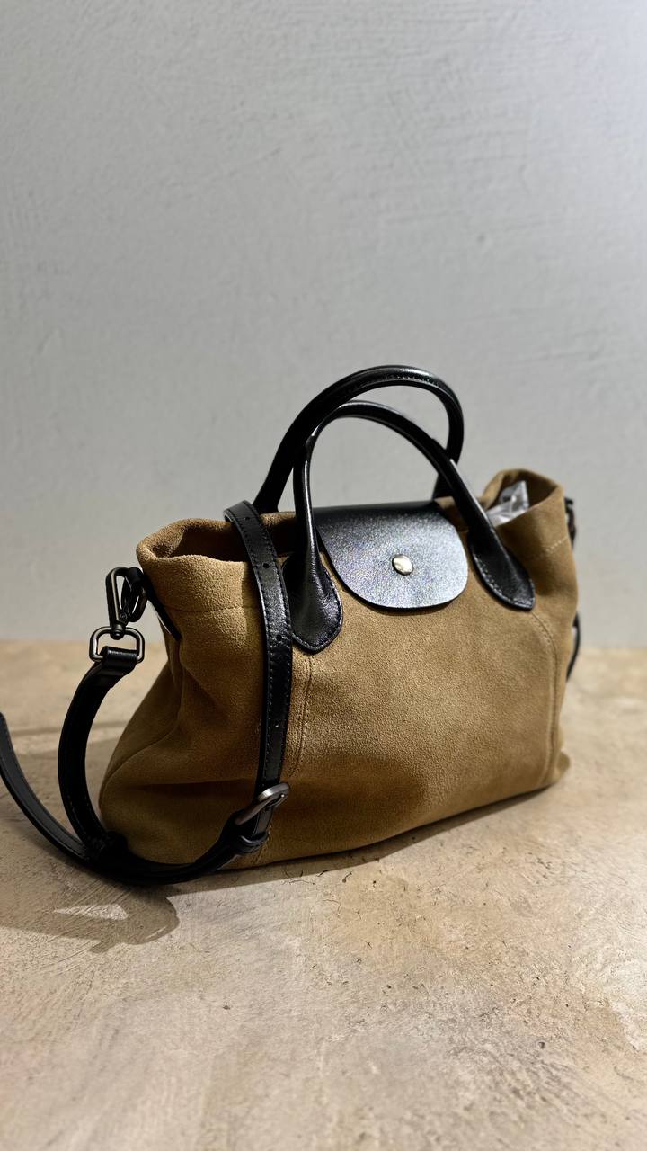 Elegant Nubuck and Genuine Leather Handbag