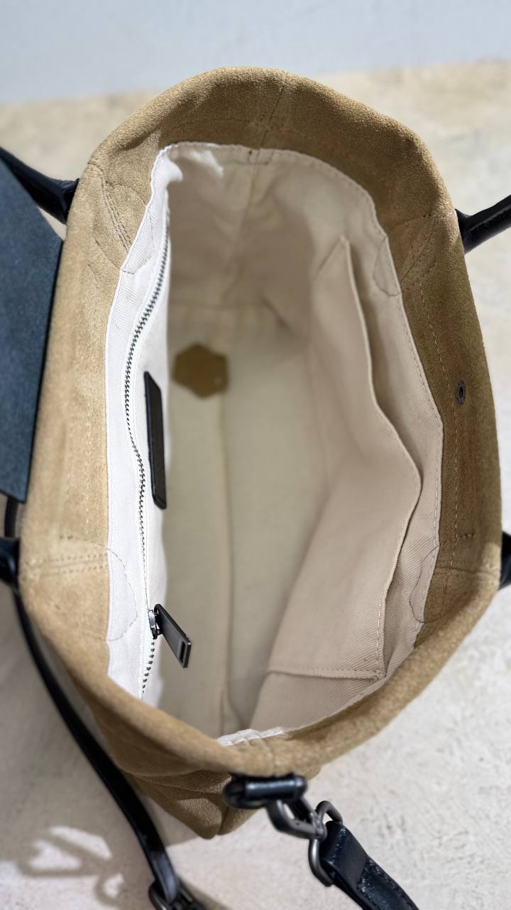 Elegant Nubuck and Genuine Leather Handbag