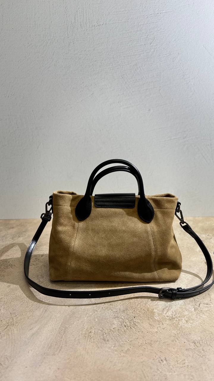 Elegant Nubuck and Genuine Leather Handbag