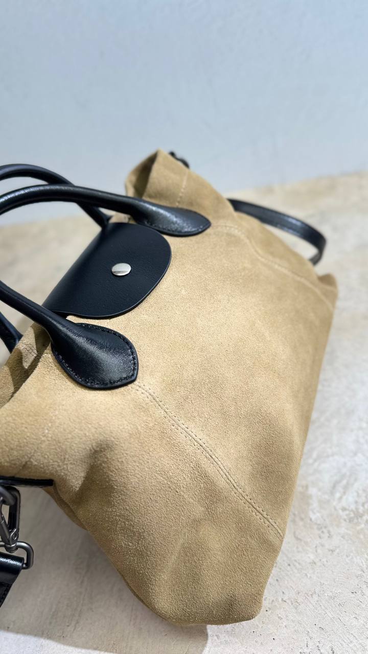 Elegant Nubuck and Genuine Leather Handbag