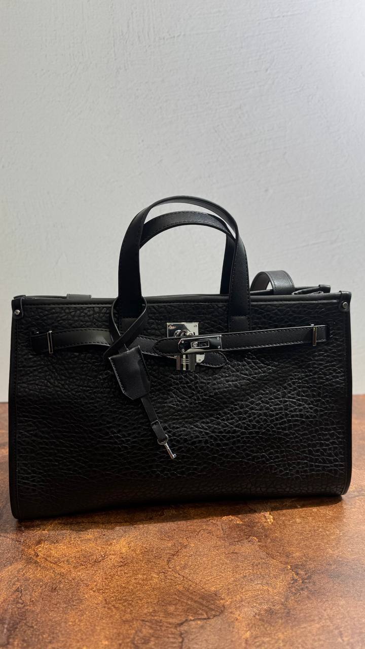“Savanna Luxe” 2-in-1 Textured Vegan Leather Tote Set