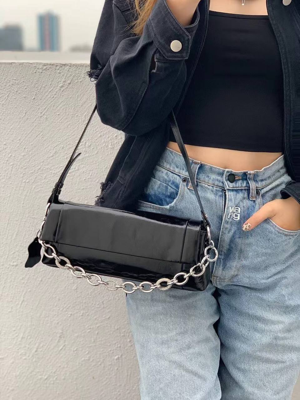 Noir Edge — Statement Leather Shoulder Bag