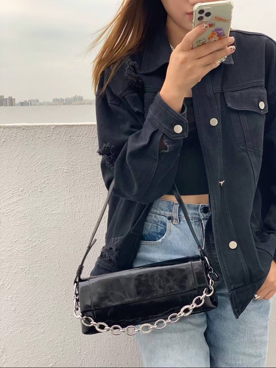Noir Edge — Statement Leather Shoulder Bag